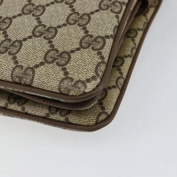 GUCCI GG Supreme Web Sherry Line Bag PVC Beige Gold 14 02 013 Auth 144420 - Picture 5 of 16